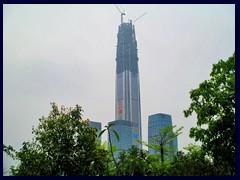 Pingan International Finance Centre, that will become Shenzhen's tallest building with 115 floors, standing 600m tall (twice as tall as the Eiffel Tower) upon completion in 2016. It already dominates the  Futian District.